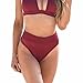 CENG MAU Swimwear Women Vintage Brazilian Ruched High Cut High Waisted Bathing Bikini Bottoms