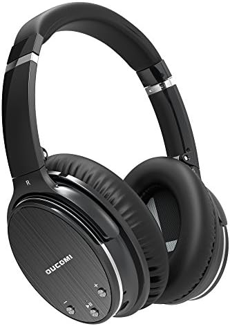 OUCOMI Active Noise Cancelling Bluetooth Headphones with Microphone, Over-ear Foldable Deep Bass Wireless Hi-Fi Stereo Headphones Black