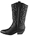 Cambridge Select Women's Cowboy Western Pointed Toe Knee High Pull On Tabs Boots,8 B(M) US,Black PU