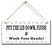 kaishihui Toilet Warning Sign- Put The Lid Down, Flush & Wash Your Hands, Retro Style Bathroom Toilet Sign (5