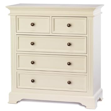 Chateau French 2 Over 3 Chest Of Drawers Large Ivory Painted