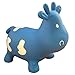 AppleRound Blue Cow Bouncer with Hand Pump, Inflatable Space Hopper, Ride-on Bouncy Animal