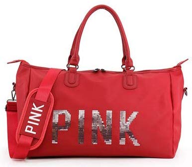 AREO Sport Bags for Men Women Luxury Handbags Pink Letter Large Capacity Travel Duffle Striped Waterproof Beach Bag on Shoulder for Outdoor Business