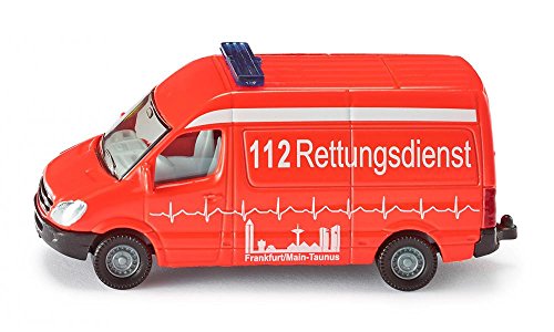 siku 0805, Krankenwagen, Metall/Kunststoff, Rot, Vielseitig einsetzbar, Spielzeugfahrzeug für Kinder