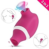 Sucking & Licking 2 in 1 Clitoris Vibrator for Double Stimulation, Adorime Clit Sucker Tongue Vibrator Stimulator for Oral Sex Solo Blowjob, Nipples Massagers Cunnilingus Sex Toys for Women or Couples