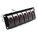 FXC Rocker Switch Aluminum Panel 6 Gang Toggle Switches Dash 5 Pin ON/Off 2 LED Backlit for Boat Car Marine Red