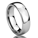 6MM Stainless Steel Wedding Band Ring High Polished Classy Domed Ring (6 to 14) For Unisex Men & Women