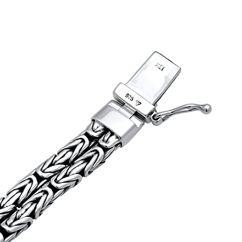 Kuzzoi Men's Byzantine Link Bracelet Handmade 925 Sterling Silver Byzantine Chain 8 mm Width 0206460421