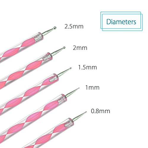 Meuxan 9 Piece Ball Styluses Dotting Tools Rubber Brushes Set for Rock Painting, Polymer Clay & Pottery Craft, Pattern Embossing Art