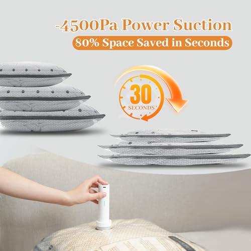 SOUNDCOUS Travel Vacuum Storage Bags for Clothing with Portable Electric Pump, 12 Pack Space Saver Vacuum Storage Bag, Compression Packing Bag for Clothes Luggage & Suitcase