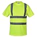 SHORFUNE High Visibility T-Shirt with Short Sleeve, Reflective Strips, Yellow, ANSI/ISEA Standards, L