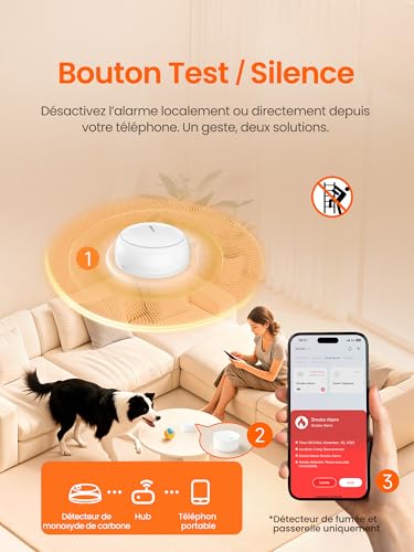 Heiman Connected Smoke Detector – Pack of 6 with Gateway & App Control, 10 Year Battery, Certified to 14604, Q-Label, Smoke Detector with Magnetic Attachment, White