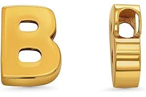 Jewelry America 14k Yellow Gold Mini Sliding Block Initial Charm Uppercase Letter Slide Through Pendant