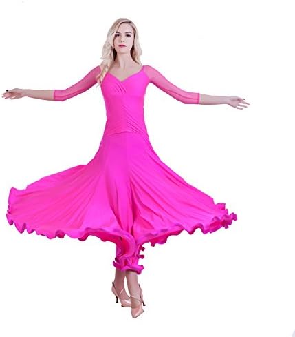 NAKOKOU Womens Ballroom Dance Competition Dresses Modern Waltz Standard Ballroom Dancing Clothes Long Sleeve