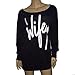 Laimeng, Women Womens Letter Print Loose Sweatshirt Casual Pullover Top + Free Crystal Earrings