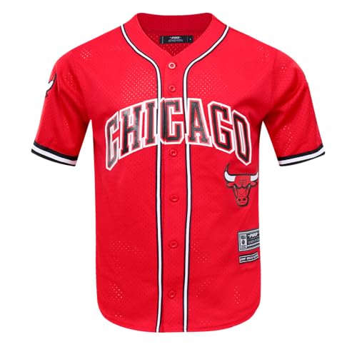 Pro Standard Mens NBA Chicago Bulls Mesh Button Down Mesh Top Red L