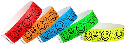 Wristco 500 Tyvek Wristbands Smiley Face Variety Pack ¾” x 10