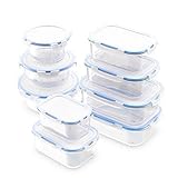 Royal Glass Food Storage Containers - 18-Piece Set - BPA Free and Microwave Safe without Lids - Glass Container Set Perfect for Meal Prep