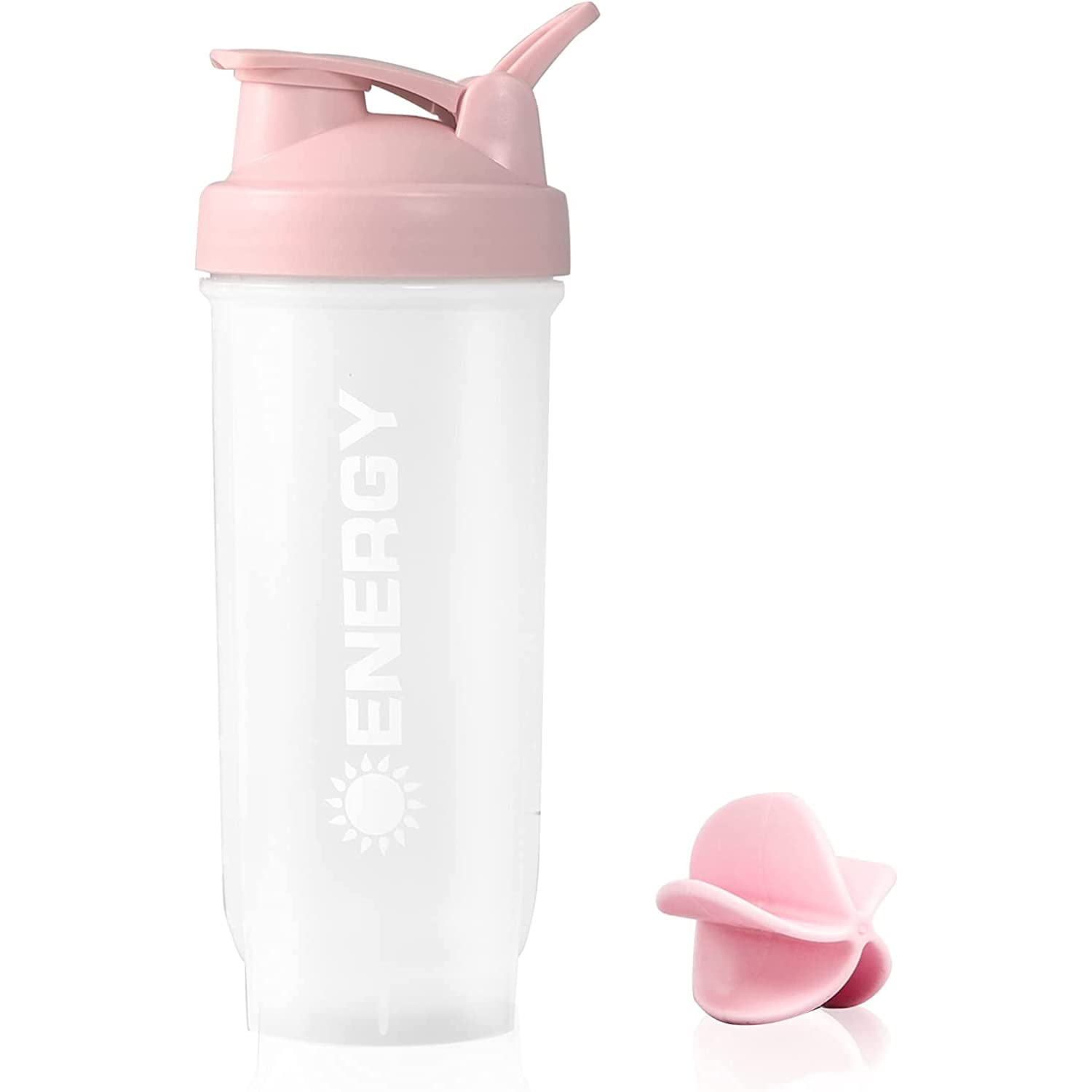 Didiseen Protein Shaker Bottle - Premium Shaker for Protein Shakes with Mixball - BPA Free Durability Leakproof, Odourless for Fitness Gym Sports - 700ml / 24oz (Pink)