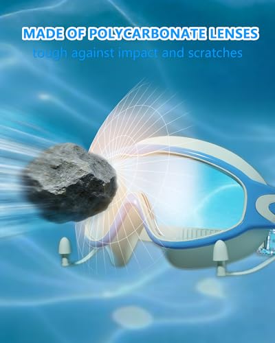 YLKJSWIM Swim Goggles for Kids 3-15 with Earplugs Large Frame Anti-Fog/UV Swimming Goggles for Boys Girls Toddler 2PCS