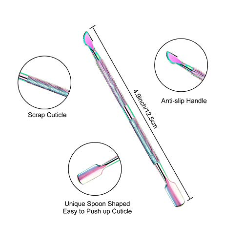 Cuticle Trimmer with Cuticle Pusher Scraper & Cuticle Pusher Peeler Rainbow-Colored Cuticle Remover Stainless Steel Cuticle Nippers Cuticle Cutter Scissors Manicure Tools Nail Cutters Clippers
