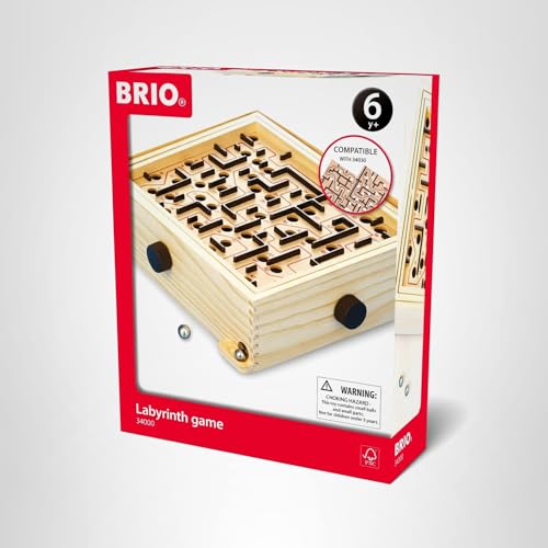 BRIO 34000 Labyrinth Game - Classic Mind-Challenging Maze | Enhances Concentration and Coordination | Perfect for Kids Age 6 and Up | Over 3 Million Units Sold