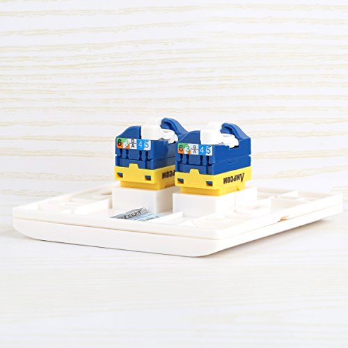 10-Pack CAT6 Tool Less Keystone Jack,AMPCOM RJ45 Self-Locking Cat.6 Keystone Module Adapter No Punch-Down Tool Required Couplers for Wall Plate UTP Yellow