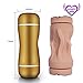 Sexymate Pocket Pussy Cup Double-Ended Metal Realistic Vigina Male Masturbators, 3D Texture Tunnel, Travel Masturbator, Realistic Sexy Blonde Pussy Molded