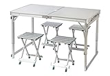 Aluminum Lightweight Folding Camp Table with Stools by Trademark Innovations