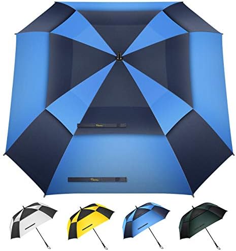 Heasy Large Windproof Golf Umbrella, 54/62 inch Big Double Canopy Vented Square Umbrella Automatic Open Oversize Stick Rain Umbrellas for Family Heasy Large Windproof Golf Umbrella, 54/62 inch Big Double Canopy Vented Square Umbrella Automatic Open Oversize Stick Rain Umbrellas for Family