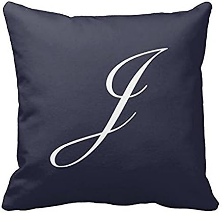 Letter J Navy Blue Monogram 18x18Inch pillow Case