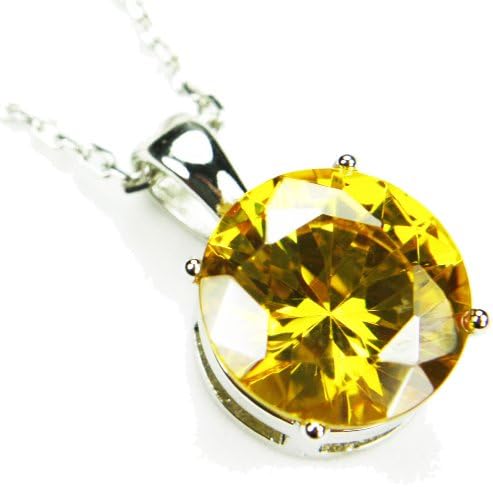 Jumbo-CZ Necklace, Citrine-Colored CZ, 18"