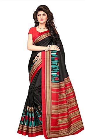 Fabwomen Sarees Floral Print MULTI-COLOURED Cotton Silk Bhagalpuri Fashion Casual wear Women's Saree/Sari.