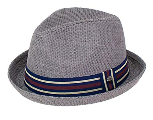 Peter Grimm Depp Natural Straw Fedora (Large-X-Large, Grey)