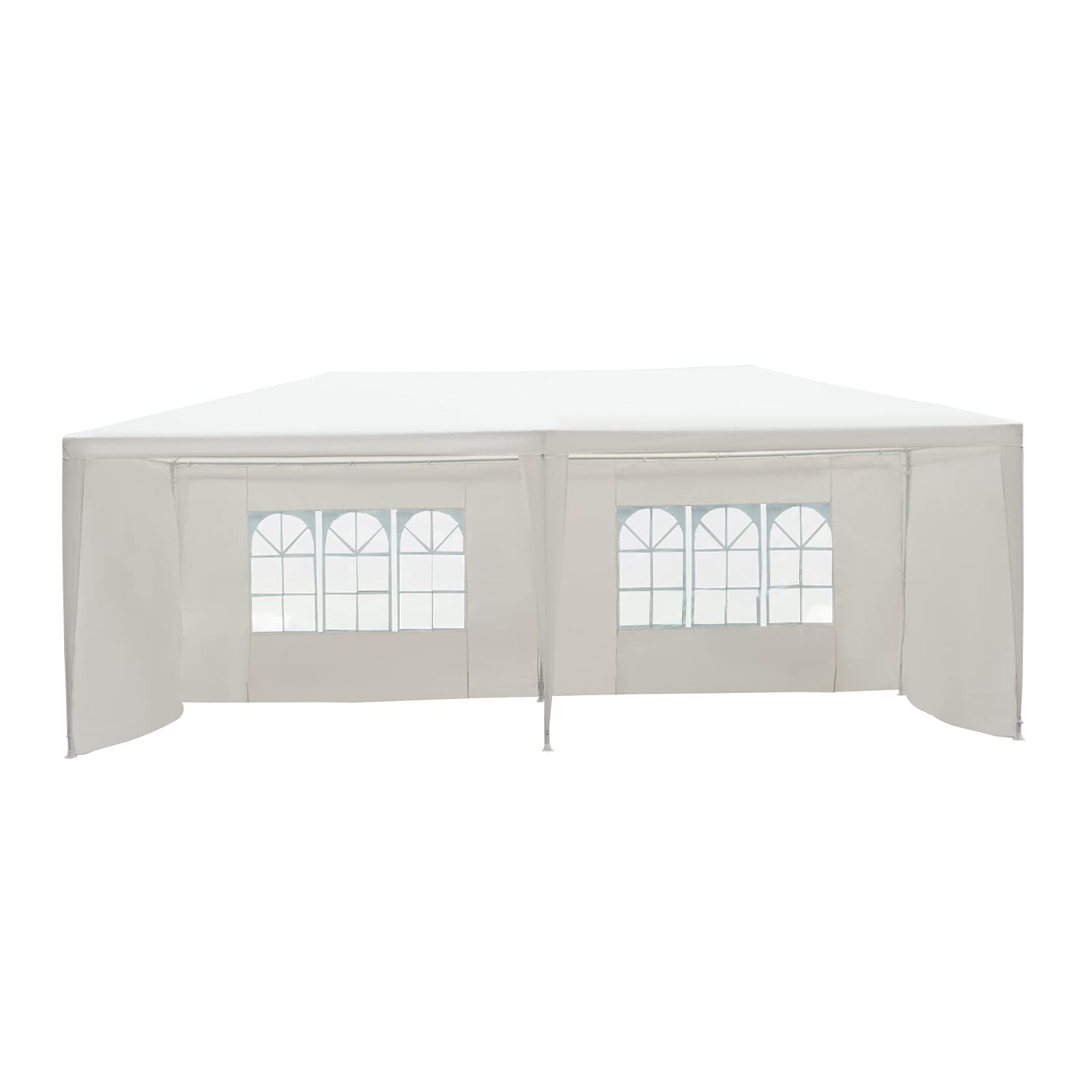 Outsunny 6 x 3 m Party Tent Gazebo Marquee Outdoor Patio Canopy Shelter with Windows and Side Panels White