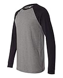 Men's Baseball Jersey Tee (Deep Heather/ Black) (Small)