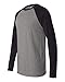 Men's Baseball Jersey Tee (Deep Heather/ Black) (Small)