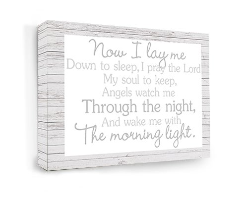 Framed Canvas art Now I lay me down to sleep I pray the Lord my soul to keep Angels watch me through the night And wake me with the morning light sweet lullaby wood sculpture plaque wall nursery