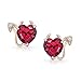 Romantic Promise Valentine Red CZ Devil Heart Shape Cubic Zirconia Stud Earrings For Women Teens Rose Gold Plated .925 Sterling Silver