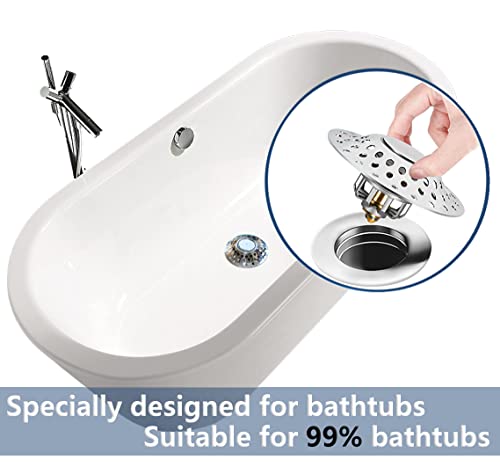 Bathtub Stopper, Tub Drain Stopper Replaces Lift and Turn with Drain Hair Catcher, Toe Push Button and Trip Lever Drain Stopper, Pop-up Bathtub Plug for 1.6\