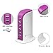 USB Tower Power Adapter 6-Port Smart IC Tech Charging Station with Quick Charge 2.1 for Phone, Tablets, and More (Purple)