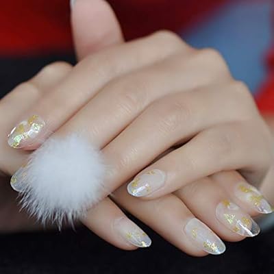 Echiq 3d White Hair Ball Clear False Nails Tips Full Cover Jade