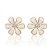 Scheppend 18k White Gold Plated Black Flower White Flower Gold and Rose-gold Earring Stud