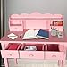 Home Office Furniture Writing Desk,Computer Work Station with Detachable Hutch,5 Drawers(Pink)