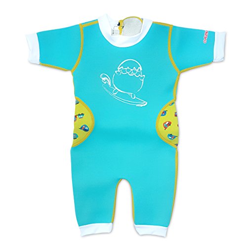 Cheekaaboo Warmiebabes-Baby, Toodler Thermal One Piece Kid Neoprene Swimwear, 12-18 Months, Blue