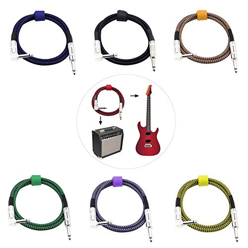 millet16zjh 3m/10ft 6.35mm Plug Male to Male Electric Guitar Bass Audio Cable Adapter Cord - Green+Black 3M - Thumbnail 2