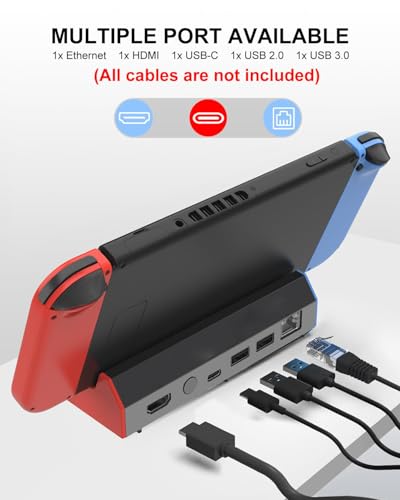LBOYLOVE® TV Dock Station for Nintendo Switch/Switch OLED – 4K HDMI, 1000Mbps Gigabit Ethernet, Portable Replacement Dock Base Stand (NO Cable Included)