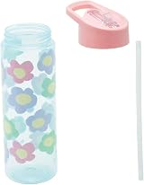 Smash Pastel Flower Water Bottle 700ml Pink Blue with Straw view 4