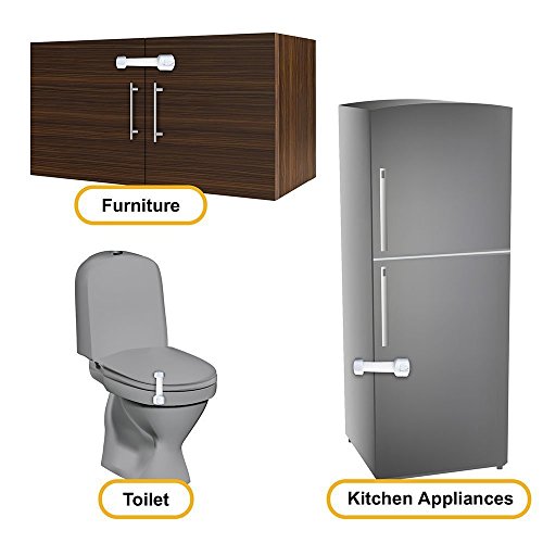Child Safety Cabinet Locks 6 Pack with Extra 4 Clear Baby Safety Corner Guards - Magnetic Child Safety Locks No Tools Adjustable Latches Baby Proofing Cabinets for Drawers, Toilet Seat, Fridge, More - Thumbnail 4