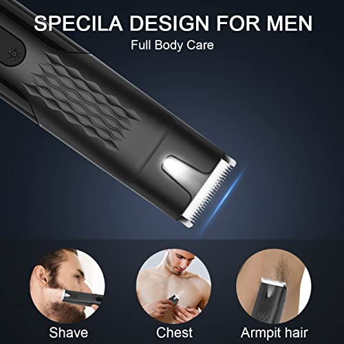 Electric Trimmer for Men, Tensine Ball & Groin Hair Trimmer, Pubic Hair Trimmer for Men, Replaceable Ceramic Blade Heads, IPX7 Waterproof Wet/Dry Men Grooming Kit, 90 Minute Battery Life